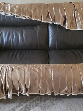 Brown Pleated Sofa Cover Throw - Unbranded